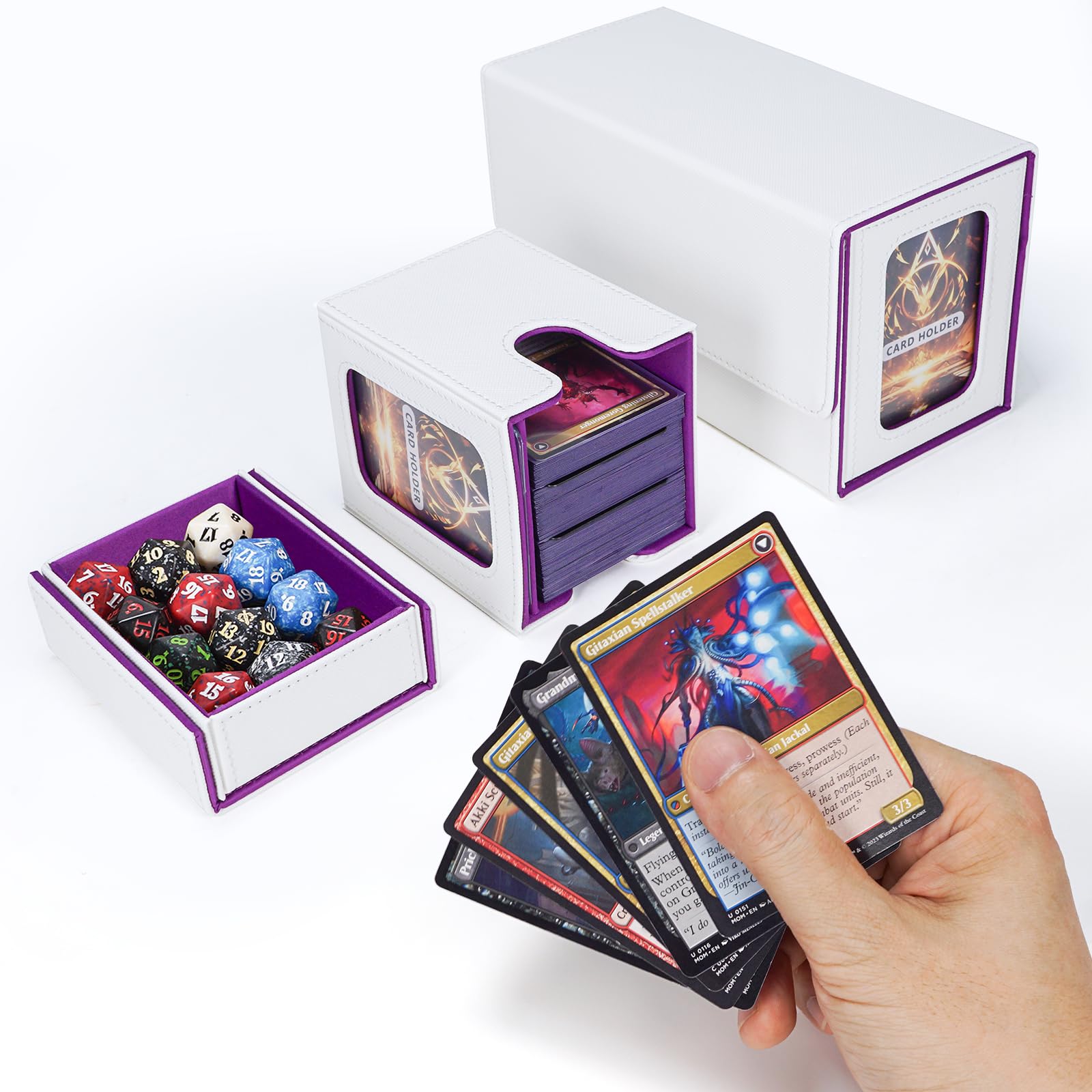 AFIING MTG Commander Box microfiber lining protects sleeves from scratches.