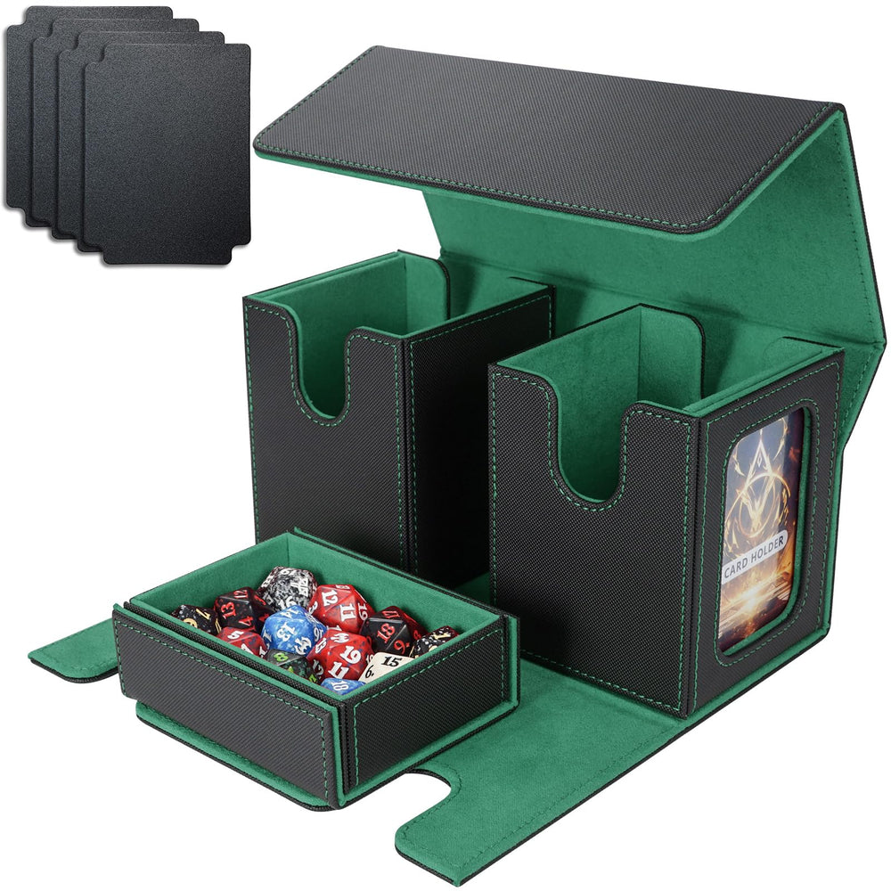 AFIING MTG commander box with side window for quick deck ID