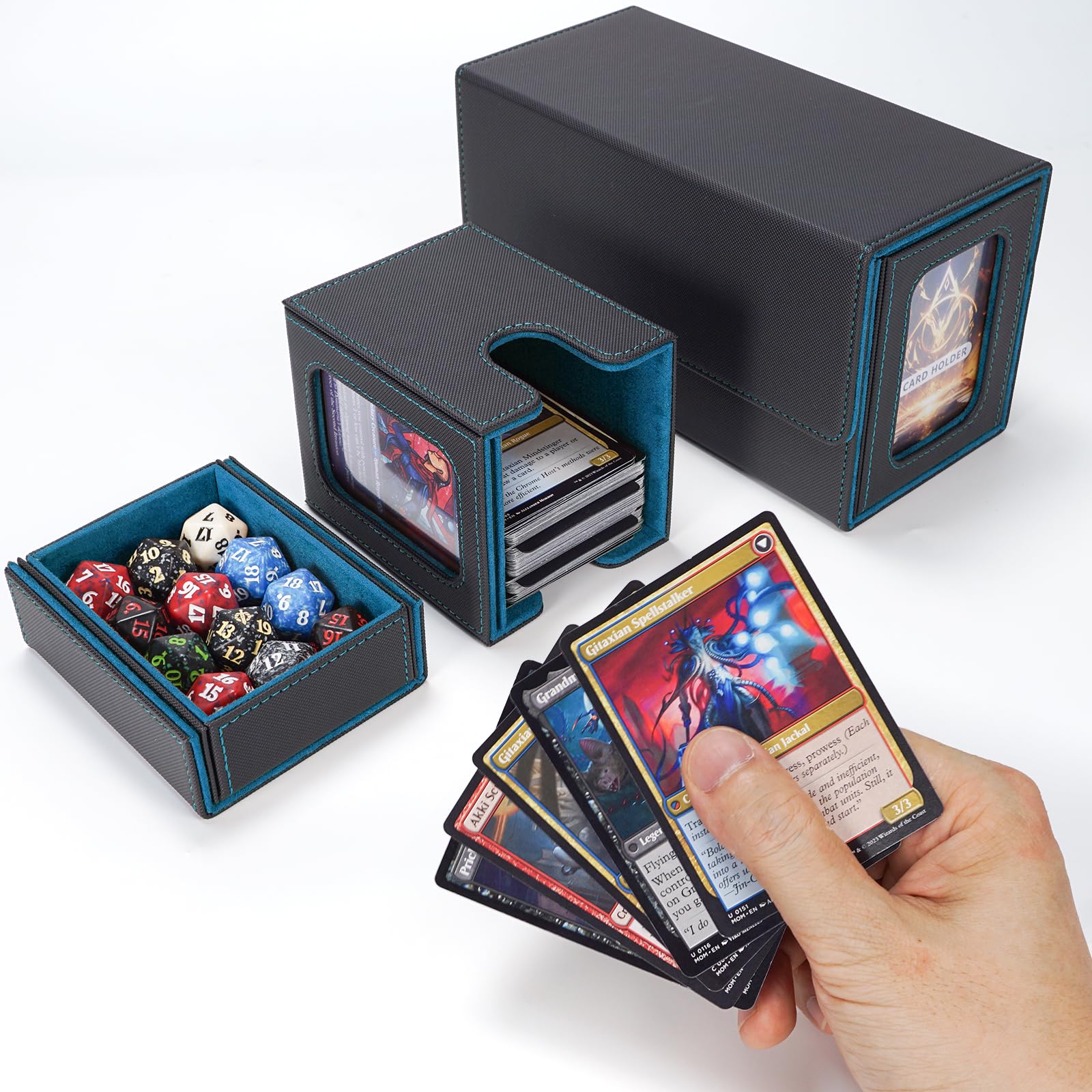 AFIING MTG Commander portable organization supports two decks on the move.