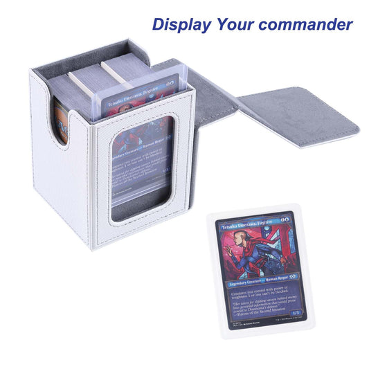 AFIING MTG deck box holds 100 double-sleeved Commander cards securely.