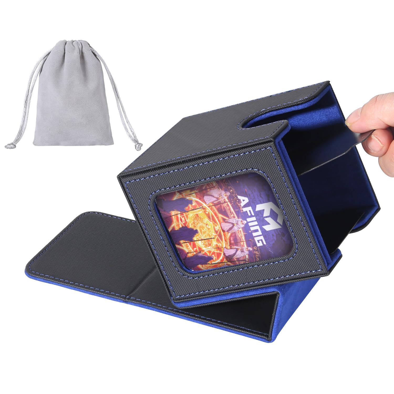 AFIING MTG deck box with side window for Commander display and quick identification