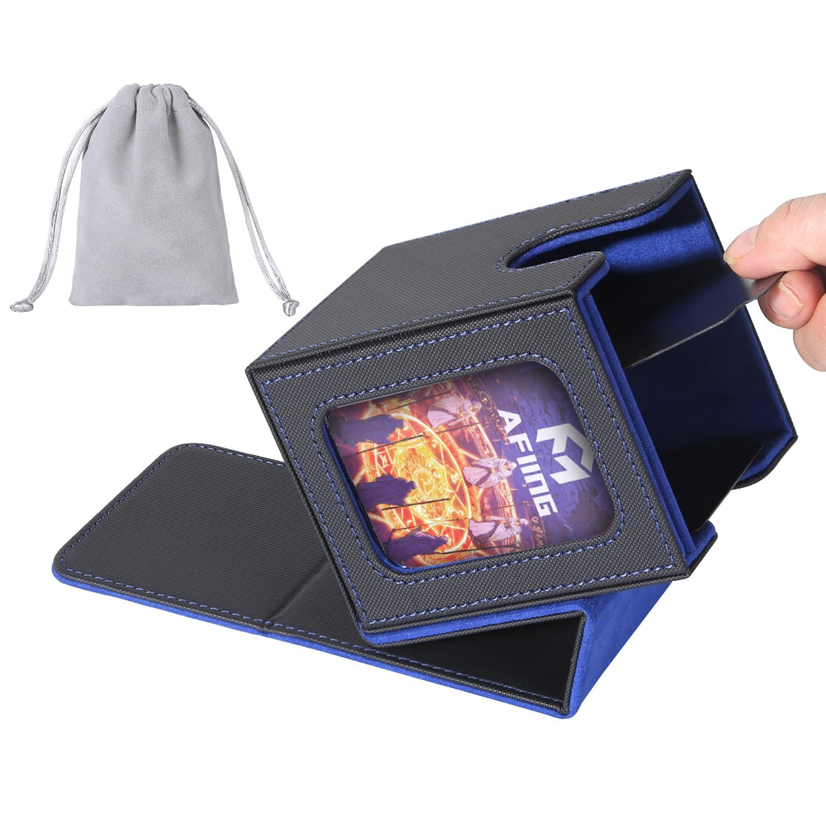 AFIING MTG deck box with side window for Commander display and quick identification