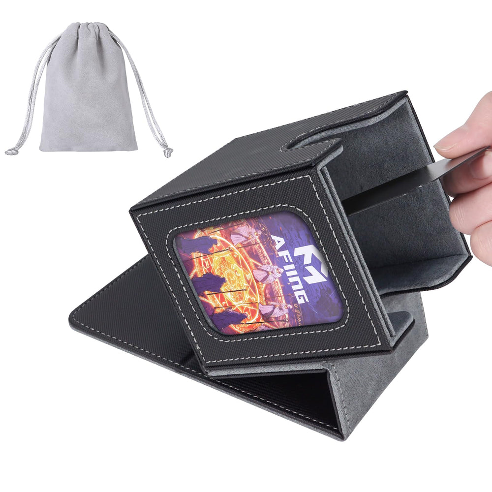 AFIING MTG deck box with commander side window for quick deck ID