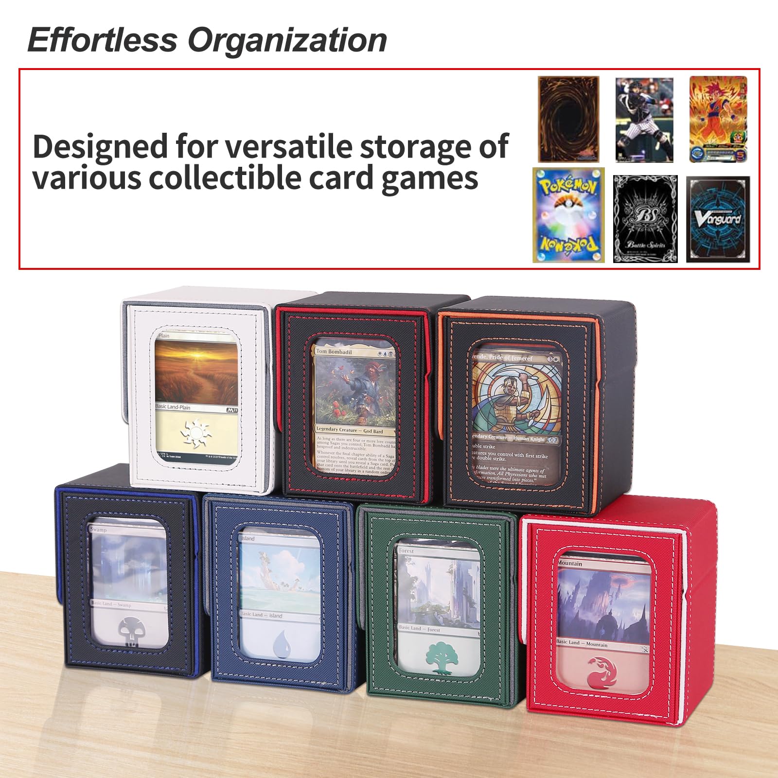 AFIING MTG deck box includes drawstring bag to store up to 10 D20 dice