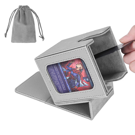 AFIING MTG deck box with side window displaying commander for quick deck ID.