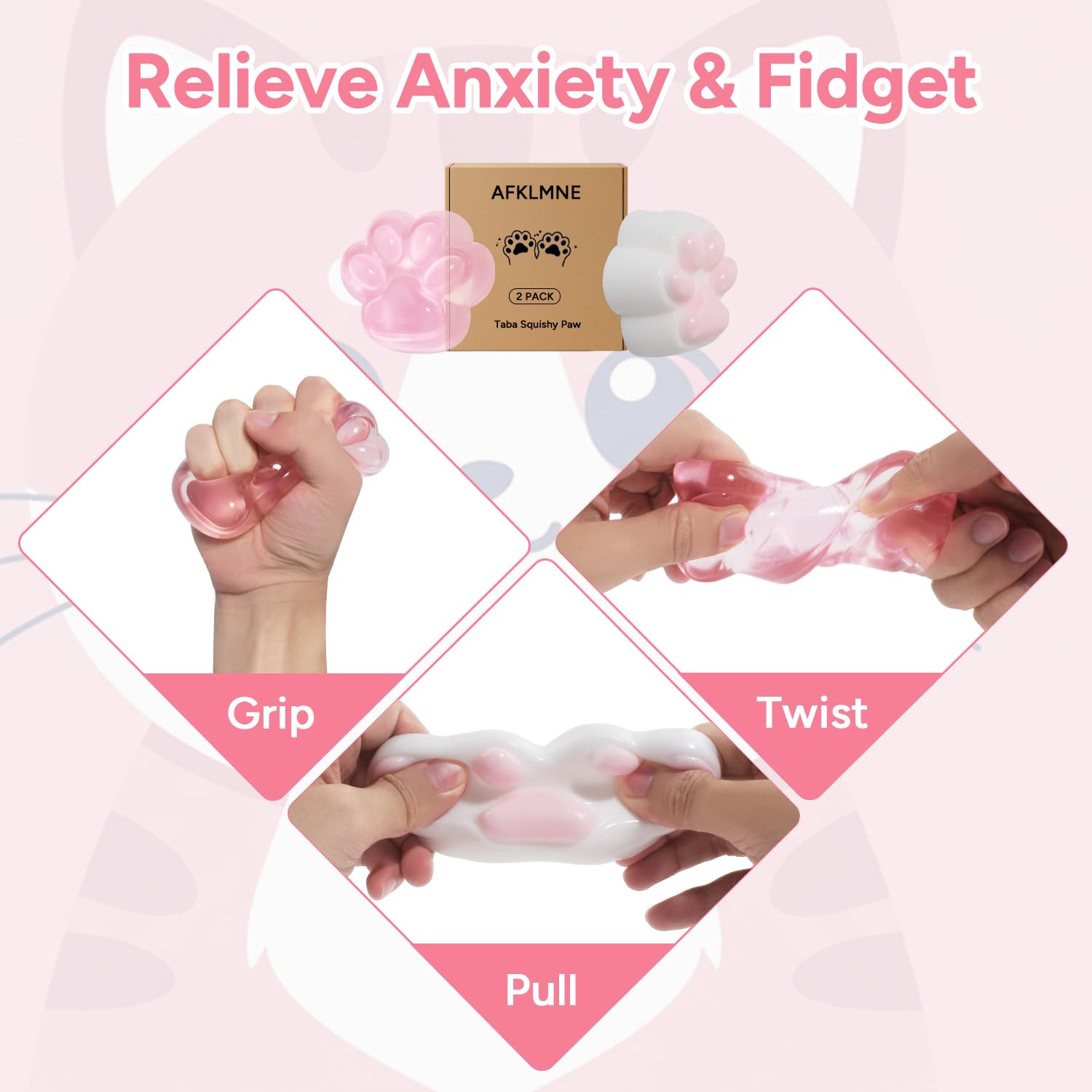 AFKLMNE taba squishy cat paw on desk setup—easy to grab and squeeze.