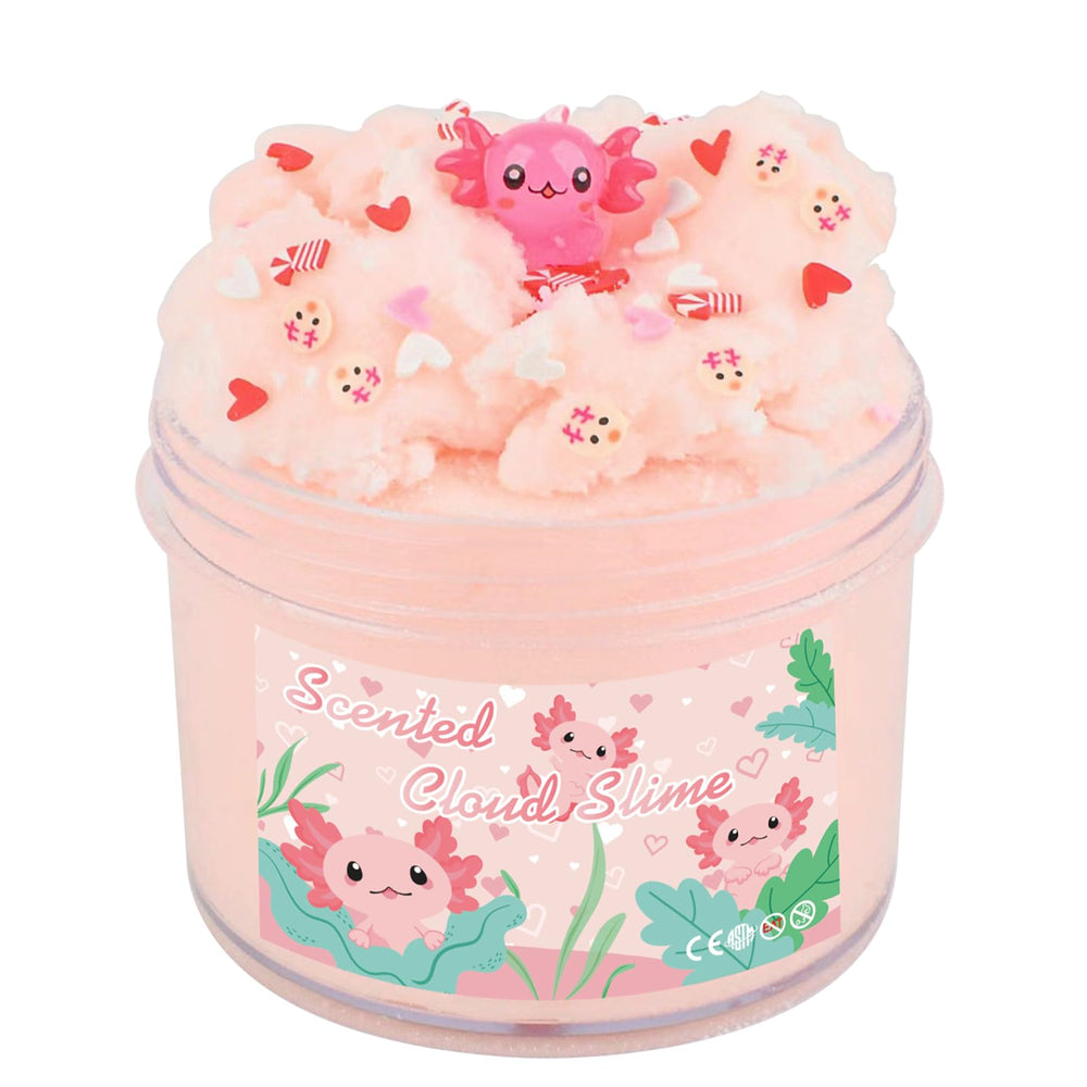 Afofall Axolotl Cloud Slime in a reusable jar ready for sensory play.