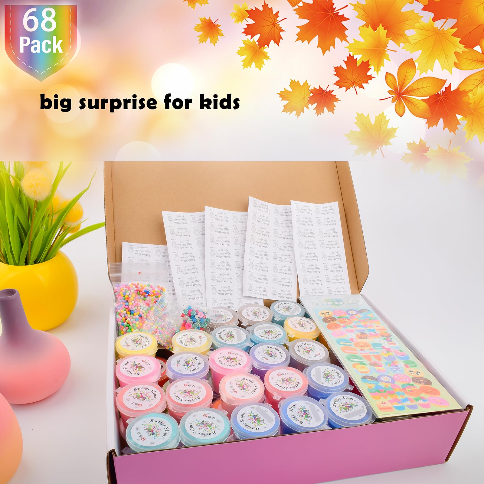 Afofall Butter Slime Kit 30ml slime tubes close-up, smooth texture for effortless play.