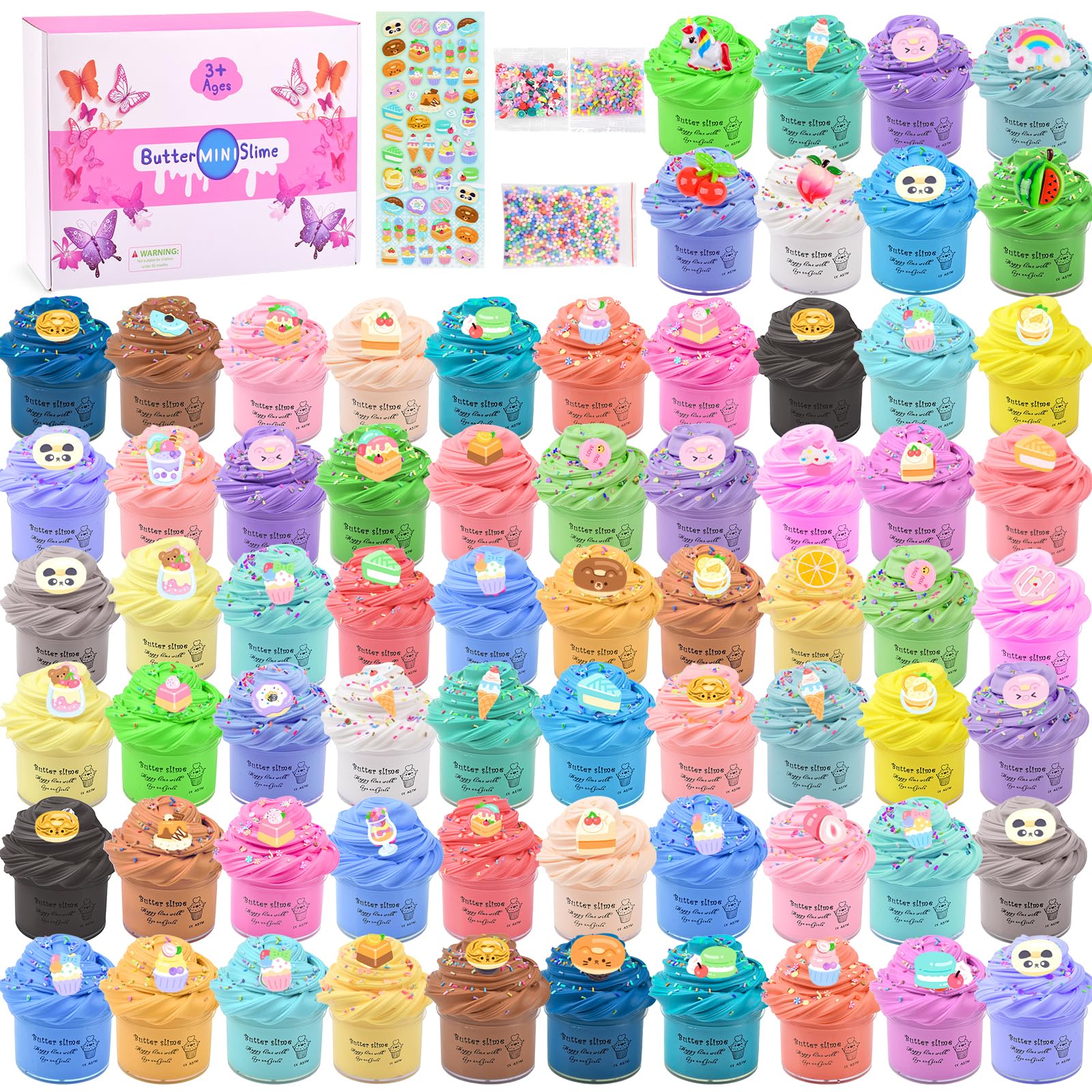 Afofall Butter Slime Kit 68-pack box and contents for party favors.