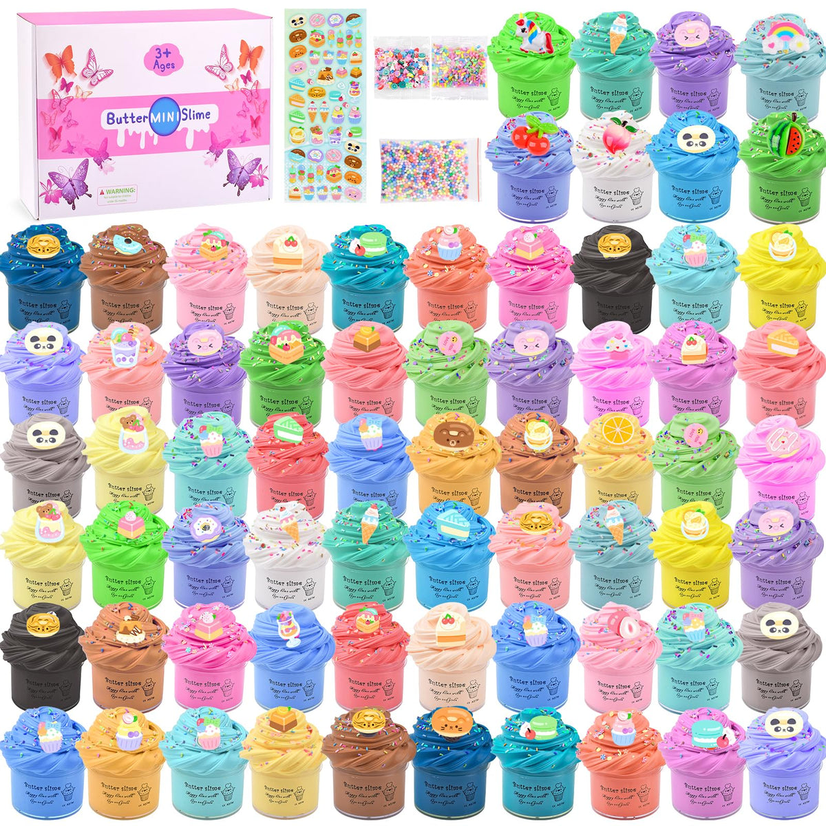 Afofall Butter Slime Kit 68-pack box and contents for party favors.