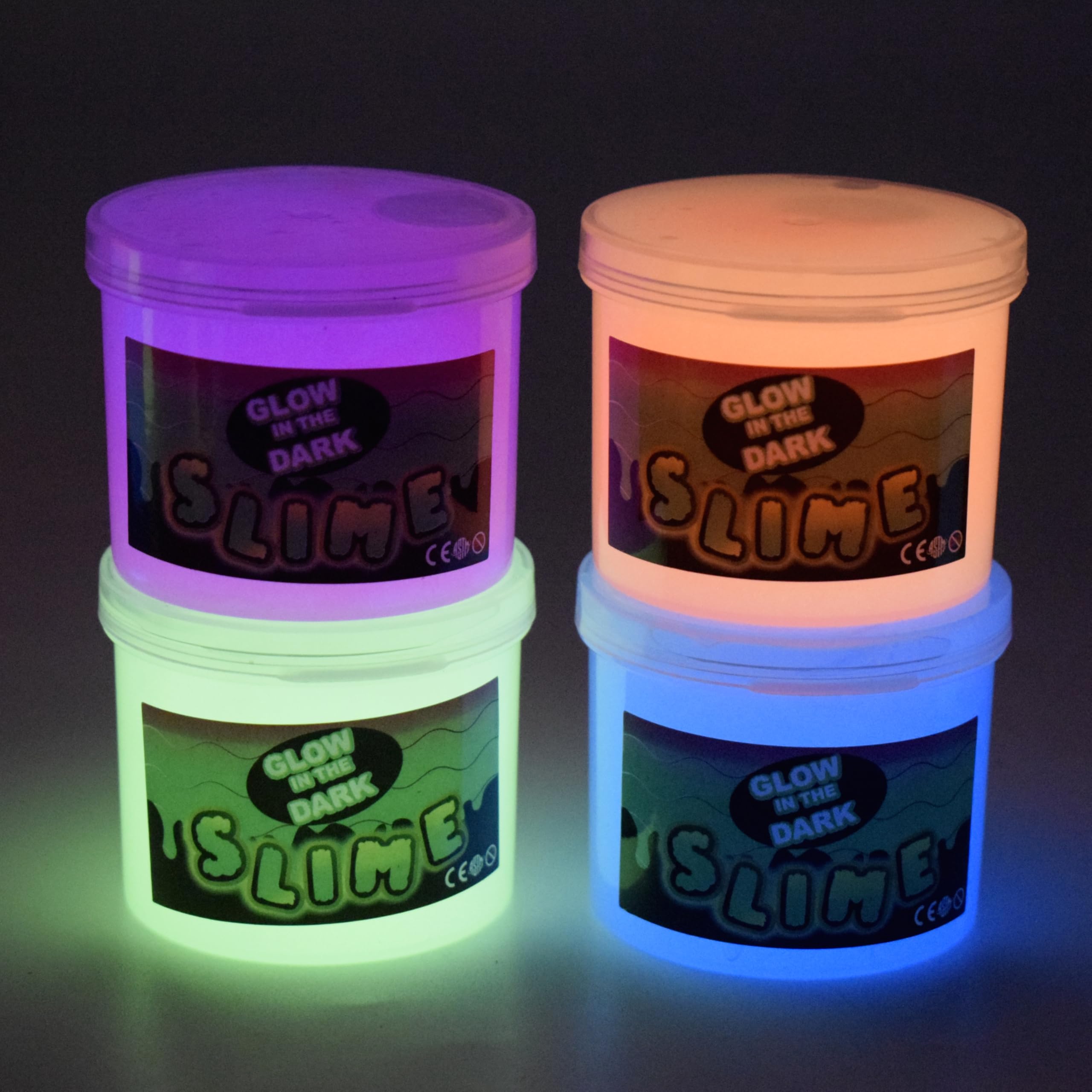 Afofall glow blue slime jar for neon night-time play.