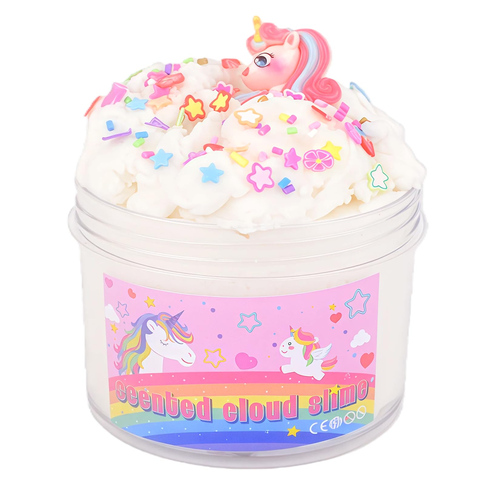 Afofall Unicorn Cloud Slime ready to play in an 8 oz jar for instant fun