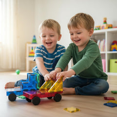 AFUNX magnetic blocks stack easily to create sturdy towers and shapes.
