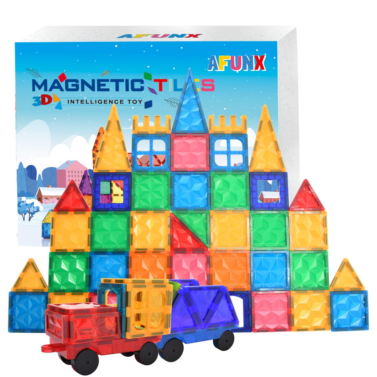AFUNX magnetic tiles 102-piece set for imaginative building and play