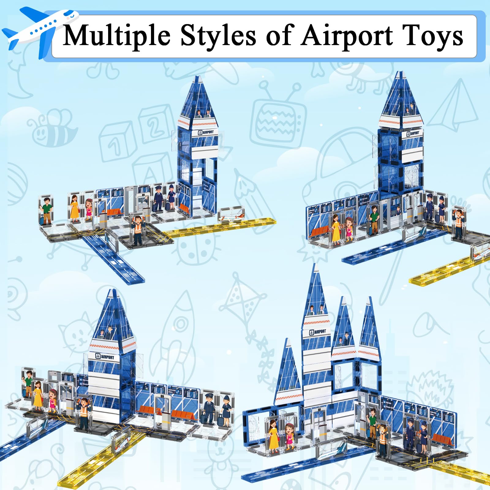 AFUNX magnetic tiles design pieces encourage creative city layouts and learning.