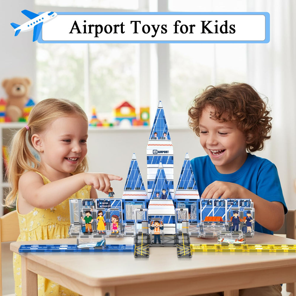 AFUNX magnetic tiles preschool STEM set promotes collaborative building and fine motor skills.