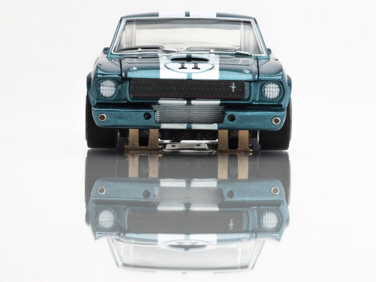 AFX Shelby GT350R 1965 Donohue front view shows aggressive stance for dynamic handling.