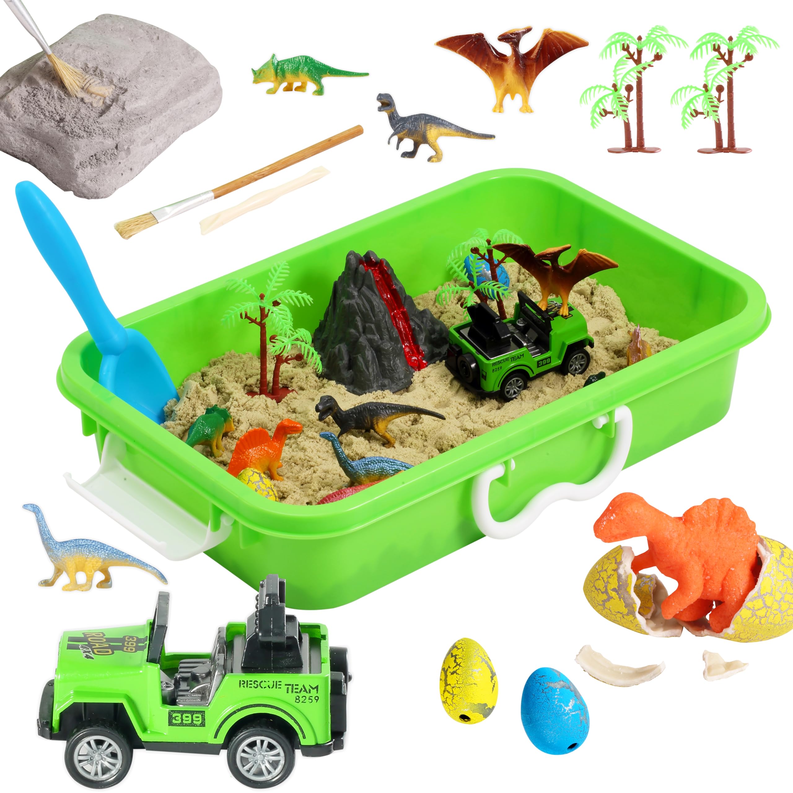 AGENTLAN Dinosaur Sensory Bin for hands-on exploration and language skill development.