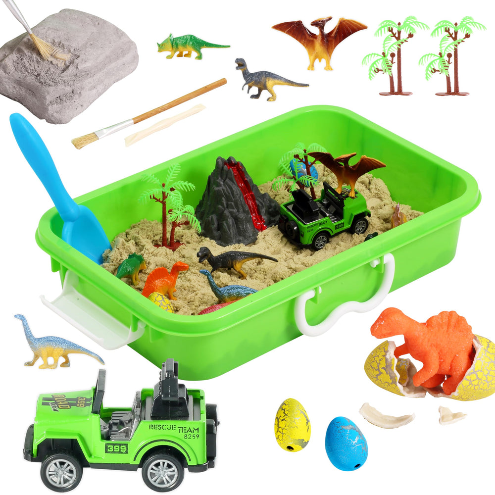 AGENTLAN Dinosaur Sensory Bin for hands-on exploration and language skill development.