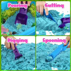 Two-color sensory sand invites tactile exploration and creative storytelling.