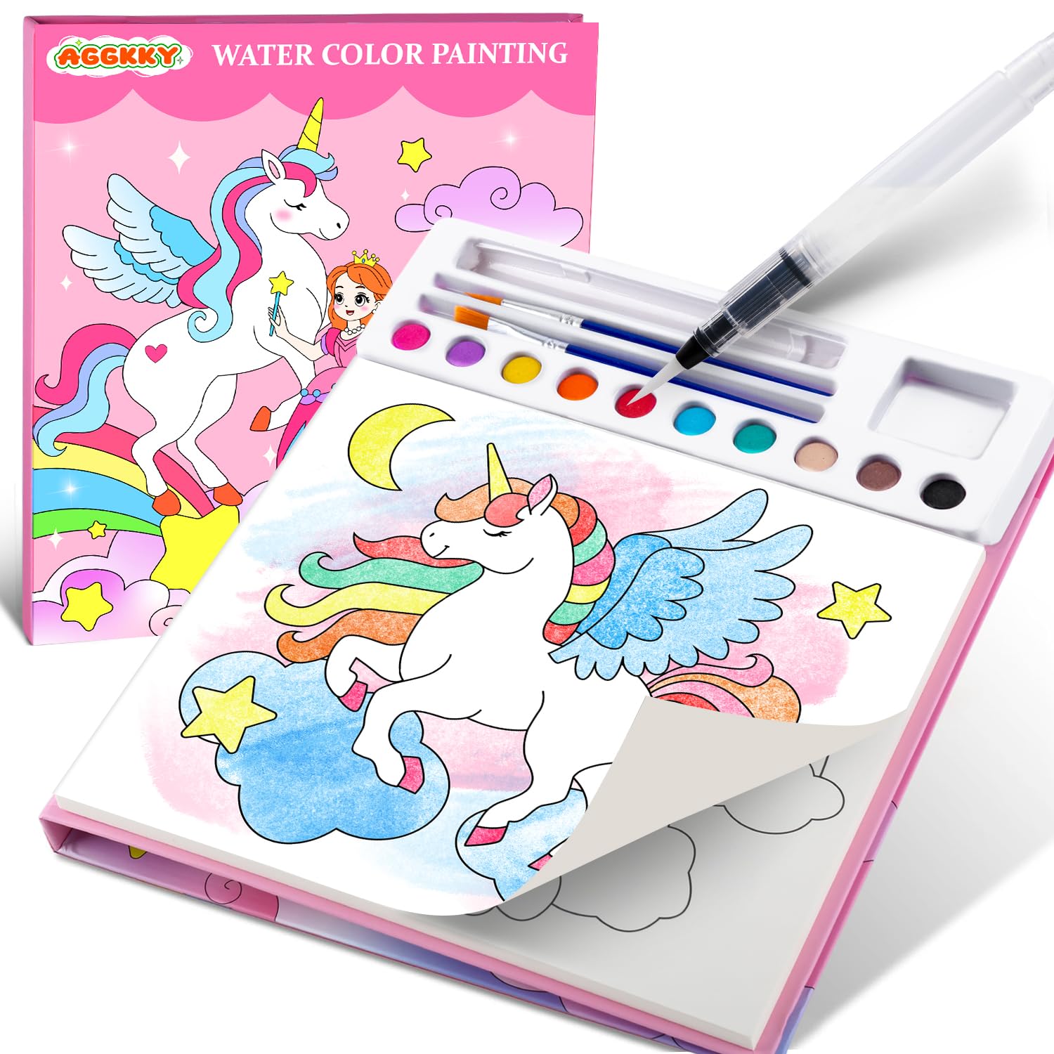 AGGKKY paint with water book cover showing kid-friendly art for mess-free coloring