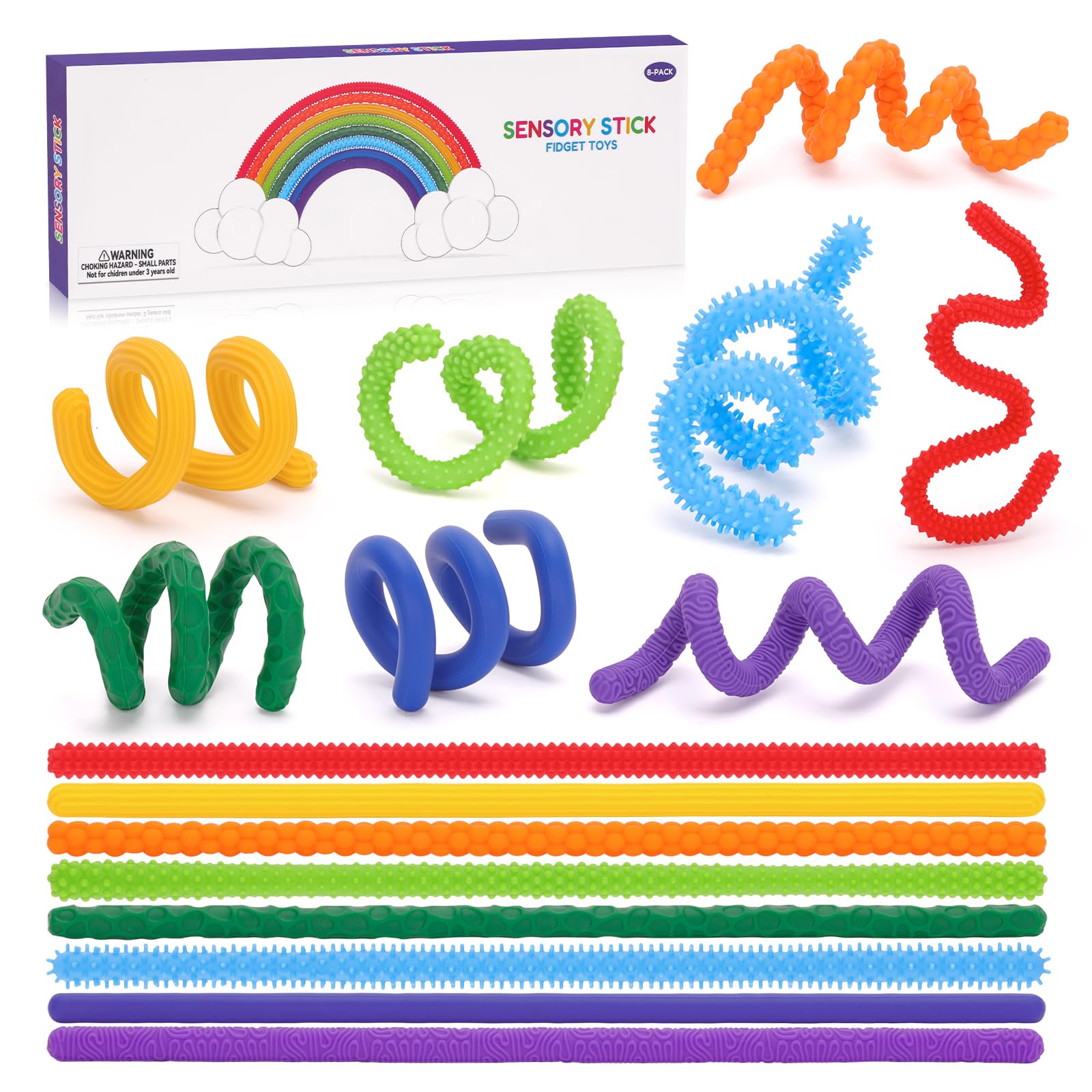AGIFTMIND Sensory Sticks 8-pack colorful tubes promote calming focus and creativity