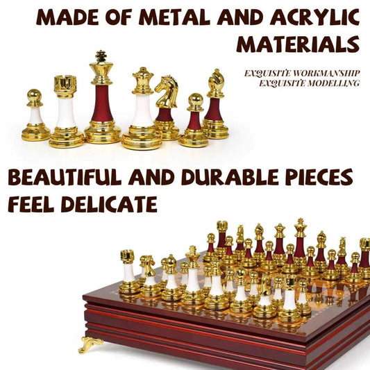 Agirlgle acrylic finish chess pieces with a premium metallic look
