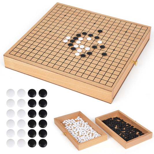Agirlgle 12-inch wooden Go board in full view showcases premium craftsmanship for home or office play.