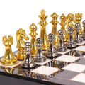 Agirlgle metal chess set with marbled board for stylish gameplay