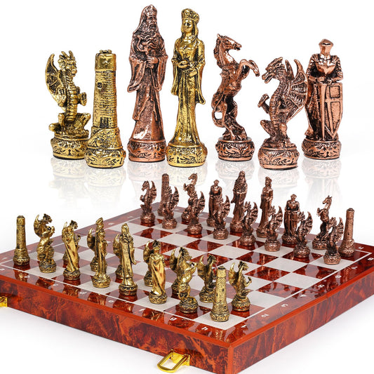 Agirlgle vintage metal chess pieces with zinc alloy for lasting play