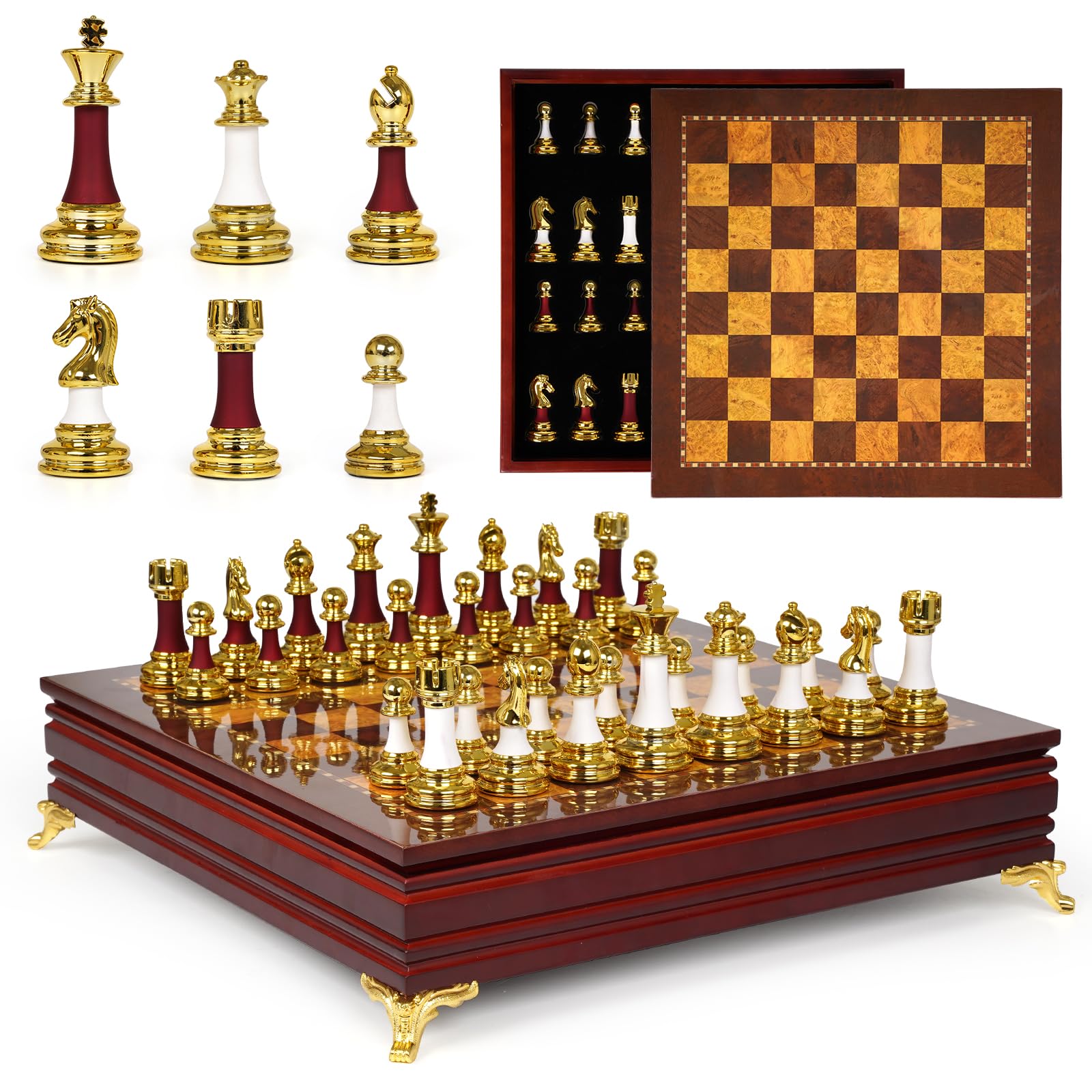 Agirlgle zinc alloy core chess pieces with balanced weight for stable play