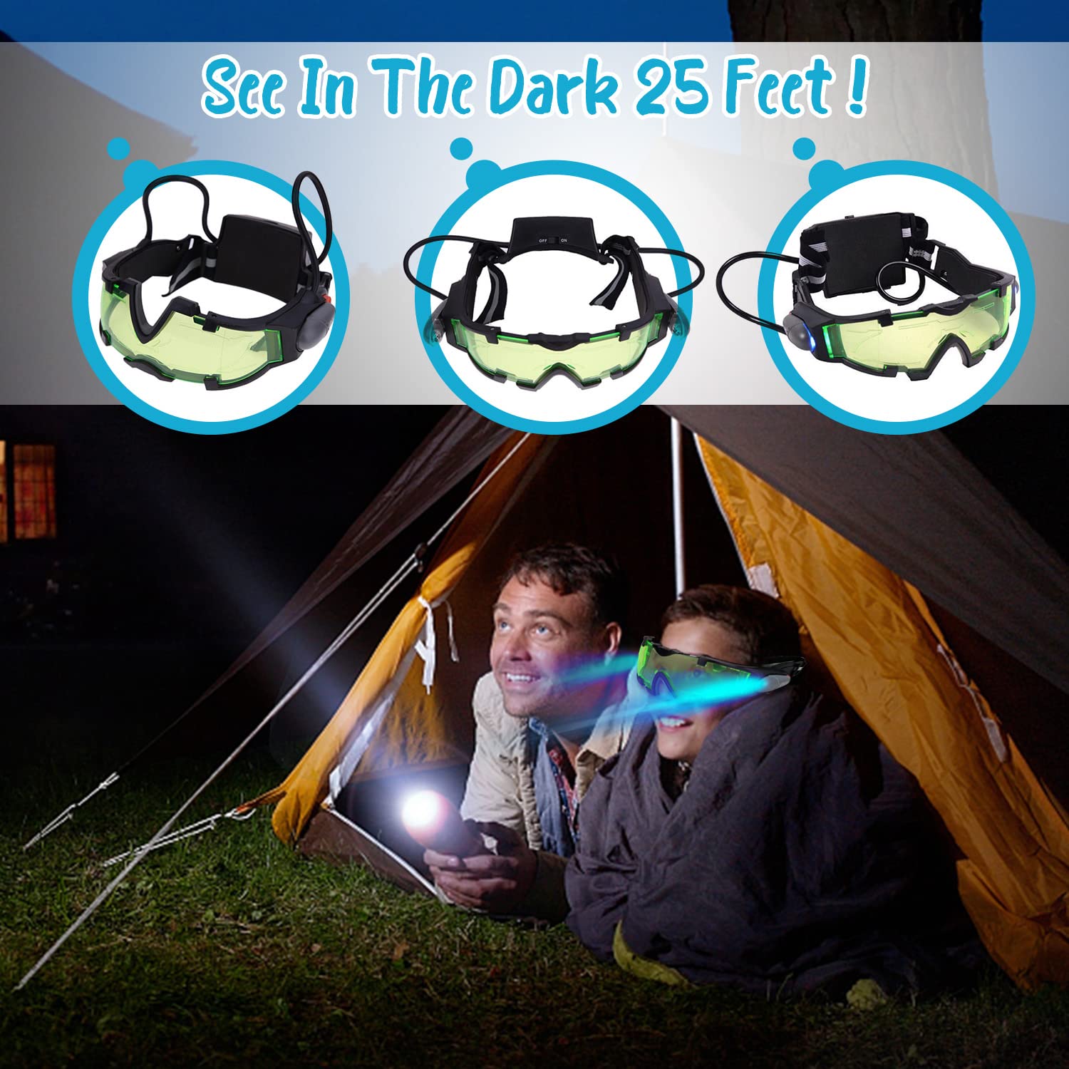 AGM Kids Night Vision Goggles flip-out lights provide quick illumination during missions.
