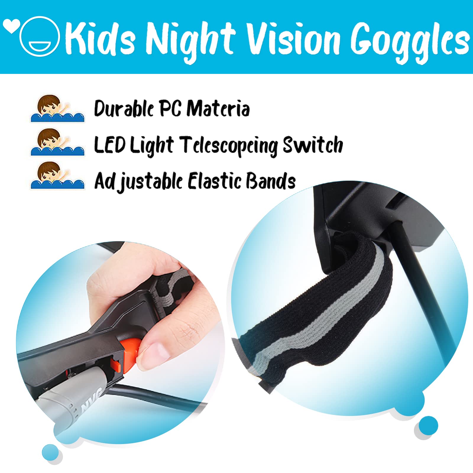 AGM Kids Night Vision Goggles night visibility up to 25 feet for safe exploration.