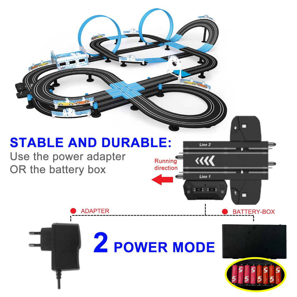 AGM MASTECH licensed slot cars with LED lights for dramatic races