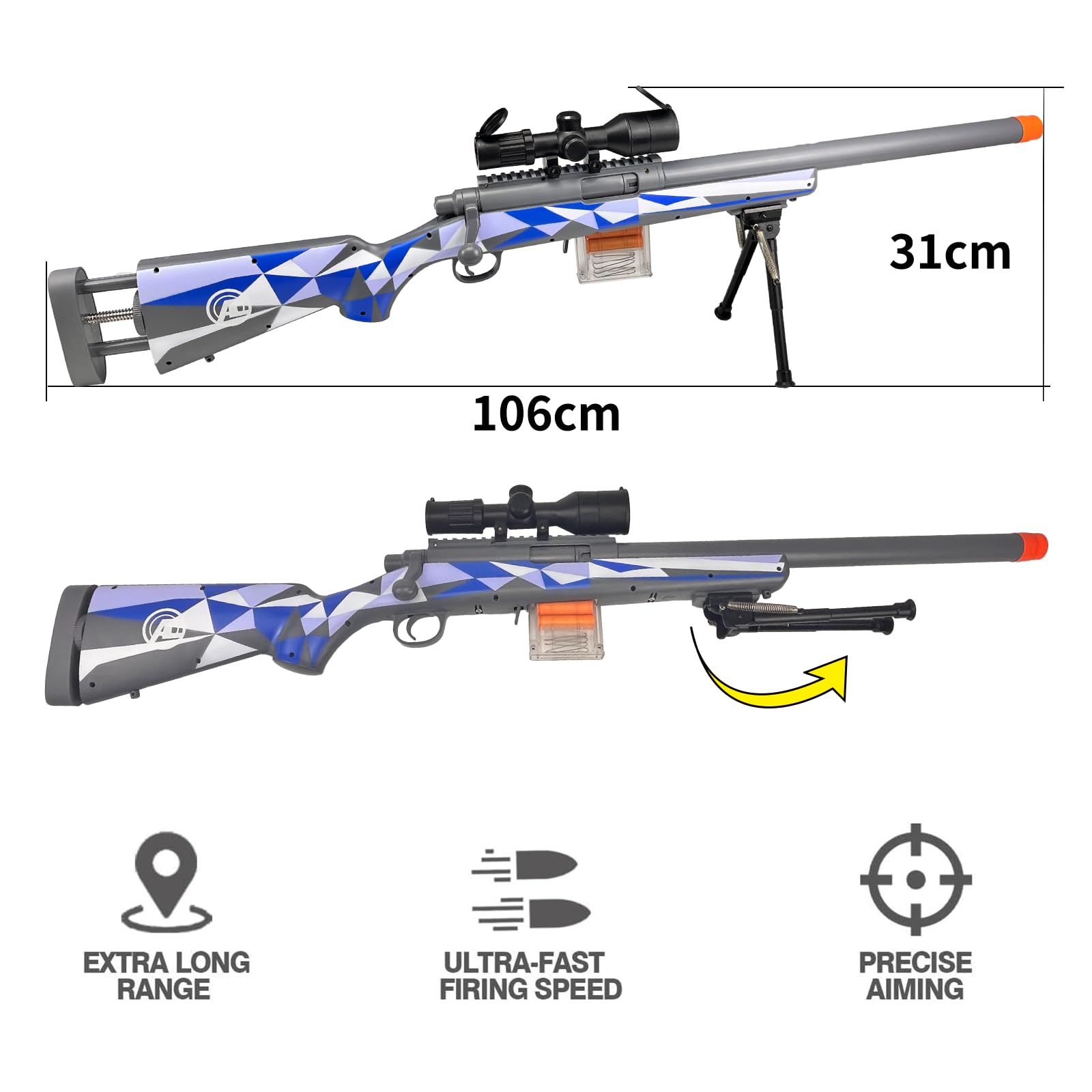AGM MASTECH M24 foam blaster adjustable stock for comfort