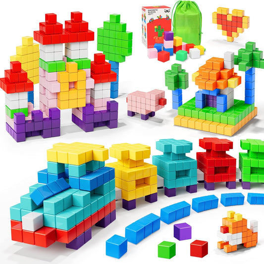 AGMJFN Magnetic Blocks 45pcs in color layout spark creative building and early STEM skills.