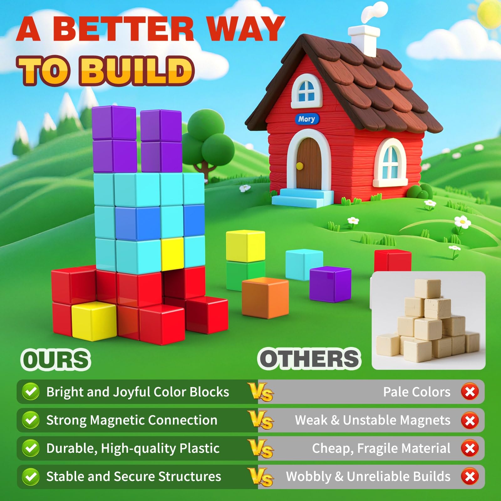 AGMJFN magnetic blocks enable sturdy connections while kids explore building stability.