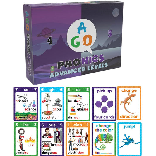 AGO Phonics Level 4 purple deck for structured spelling practice and phoneme recognition.