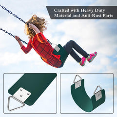 AGPTEK swing seat green closeup-metal shows triangle ring connection.