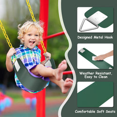 AGPTEK swing seat green top view emphasizes smooth edges and safe design.