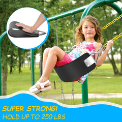 AGPTEK swing seat close-up shows polymer and metal build.