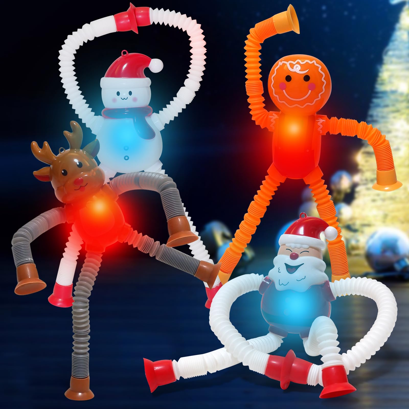 AGRASIV Christmas LED pop tubes Santa — handheld sensory fidget toy with light-up fun.