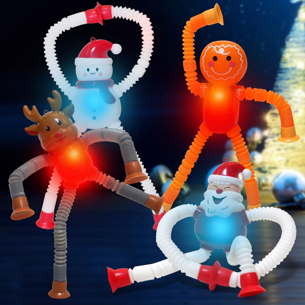 AGRASIV Christmas LED pop tubes Santa — handheld sensory fidget toy with light-up fun.