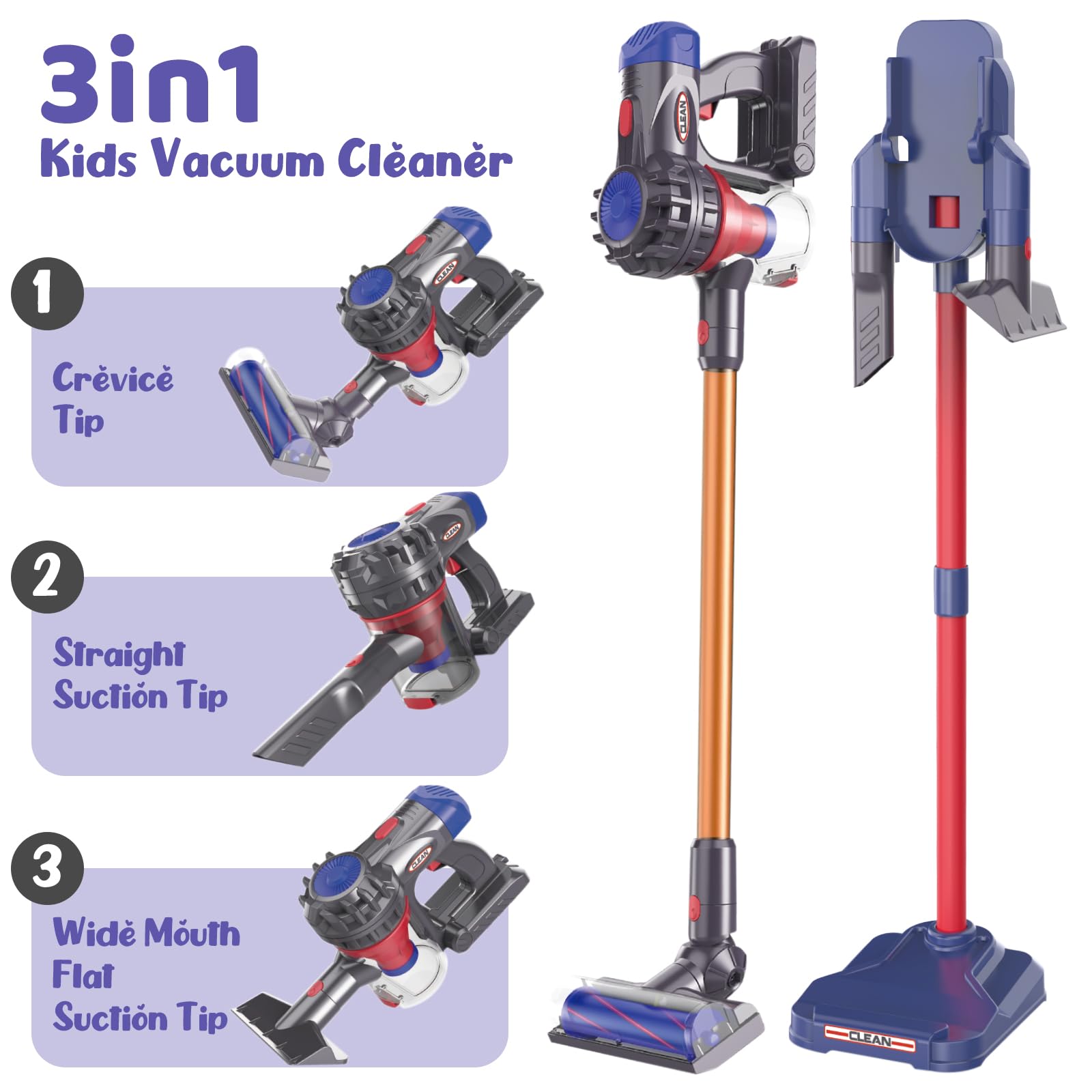 AGRASIV kids vacuum toy stair cleaner for pretend cleaning on steps