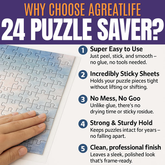 AGREATLIFE packaging image shows puzzle saver sheets for quick setup and storage