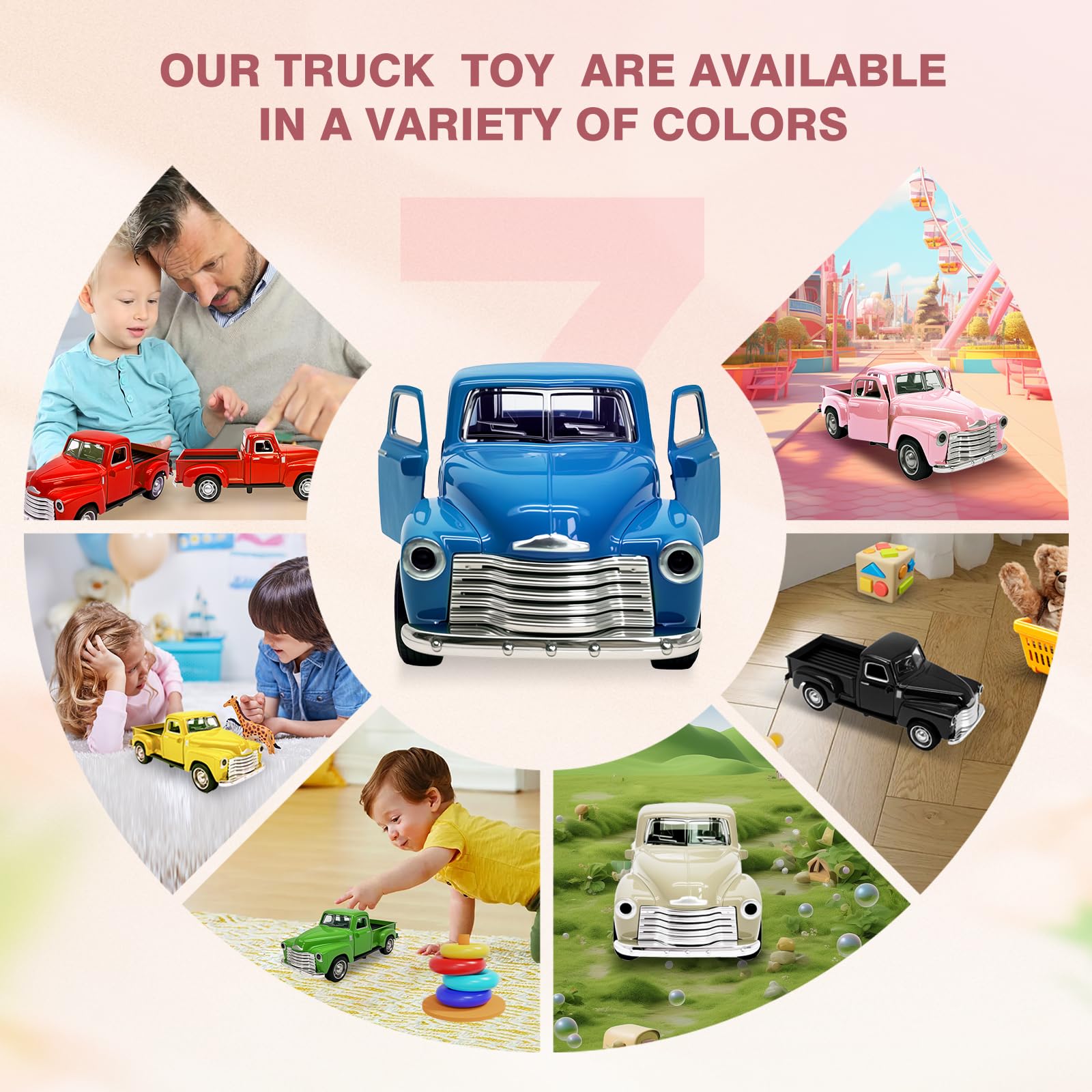 AGSIXZLAN Little Blue Truck pull-back action offers battery-free fun.