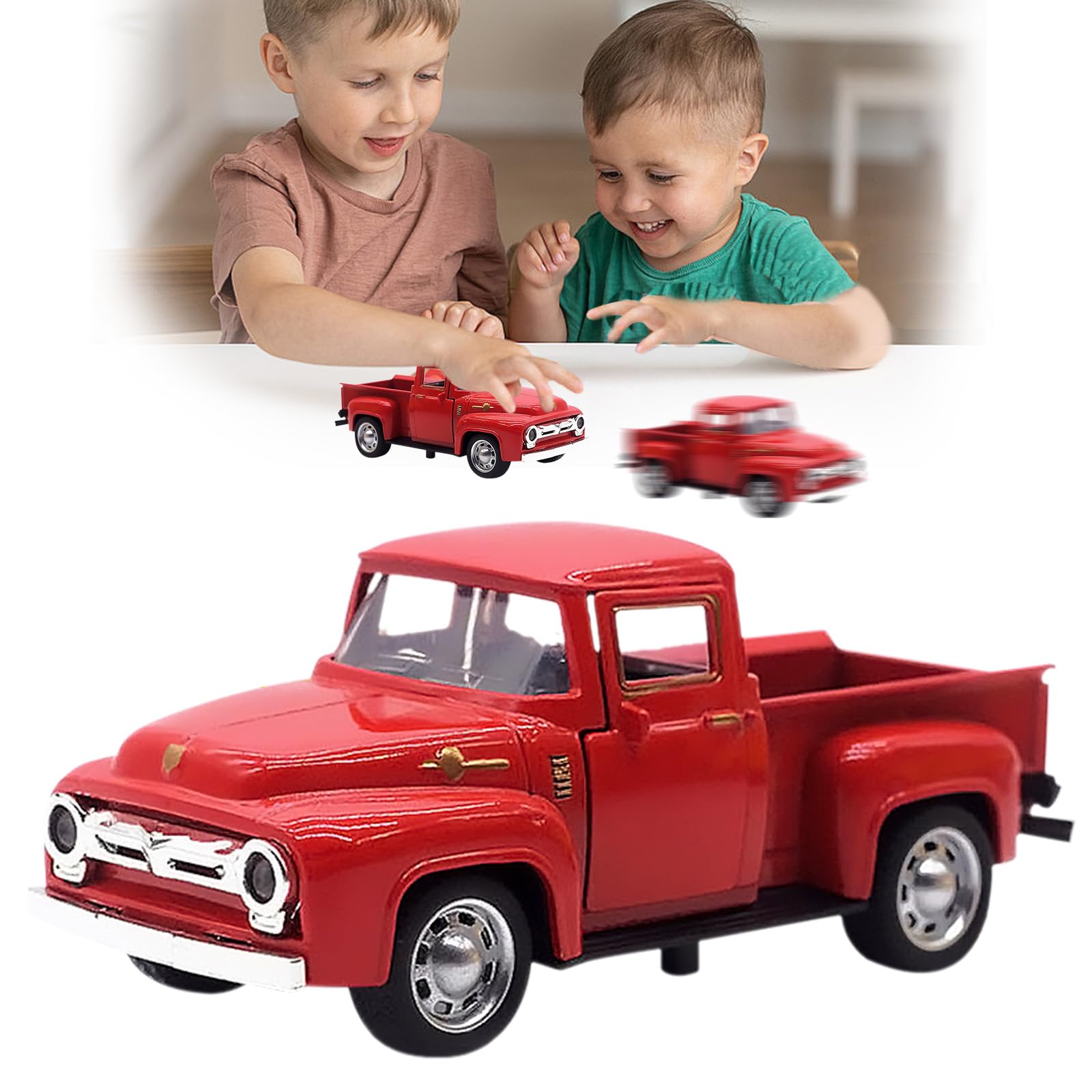 AGSIXZLAN Little Red Truck front view shows a durable alloy toy for toddlers.
