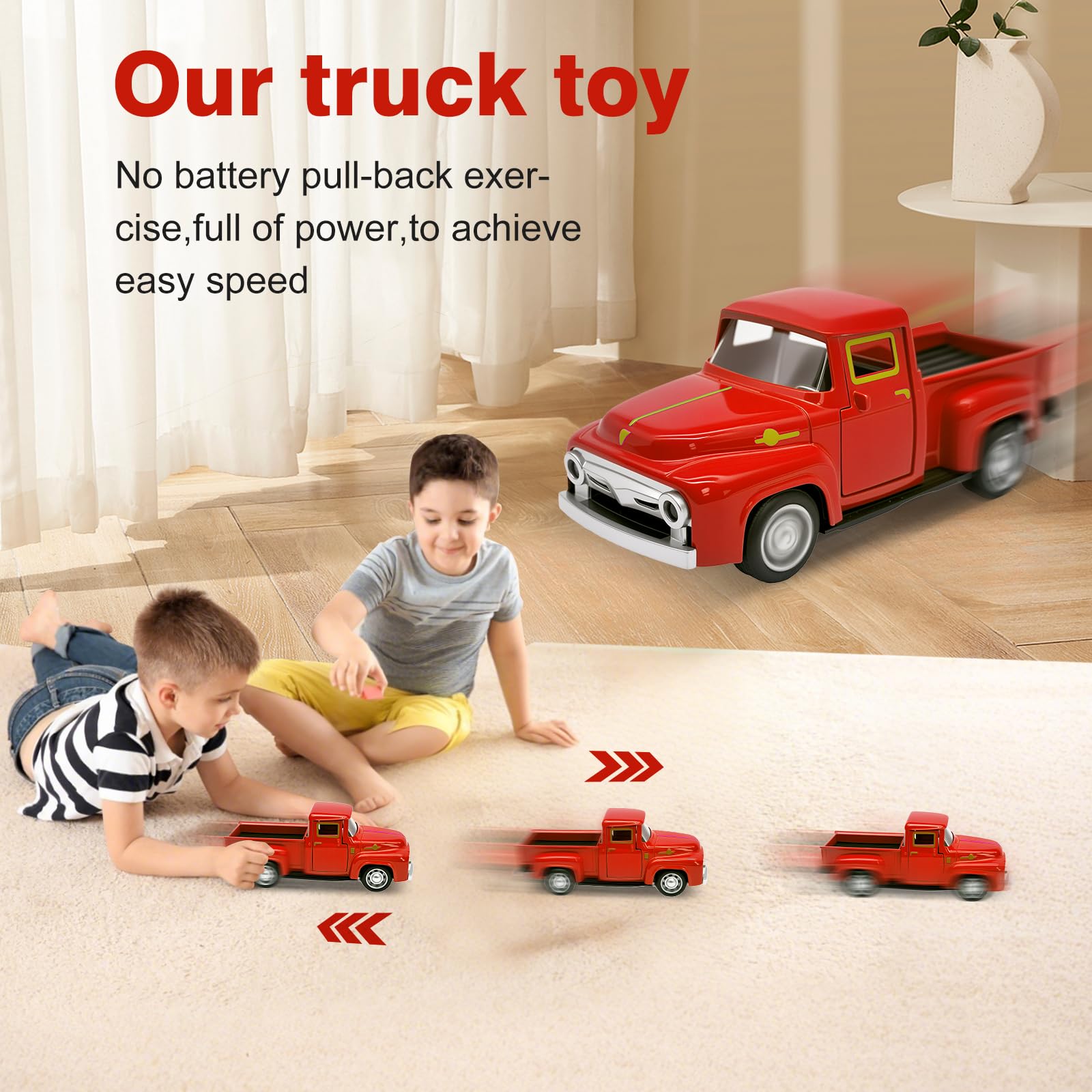 AGSIXZLAN Little Red Truck side view ideal for easy grip and play.