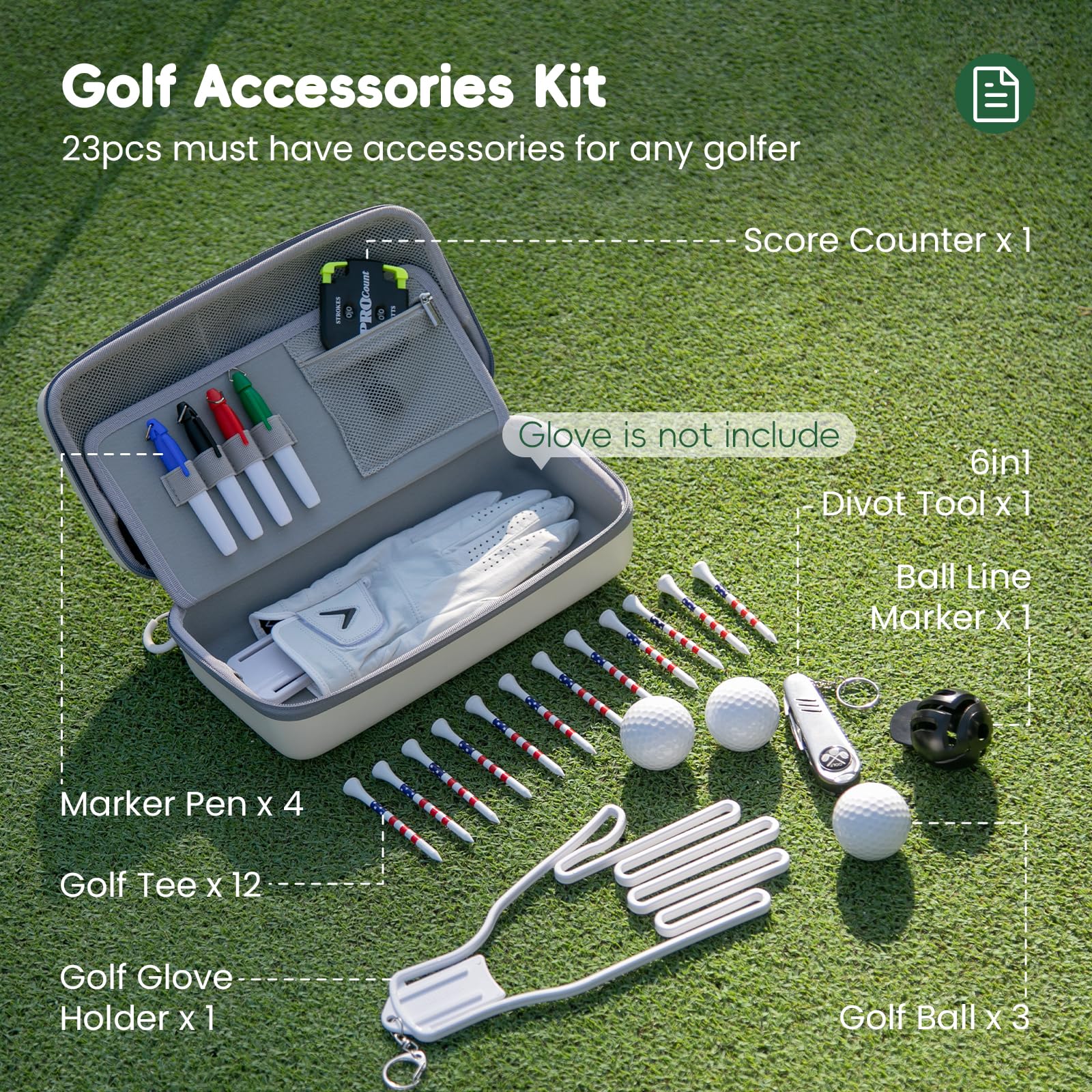 AGUstrike 12 golf tees ready for quick tee-offs on the range