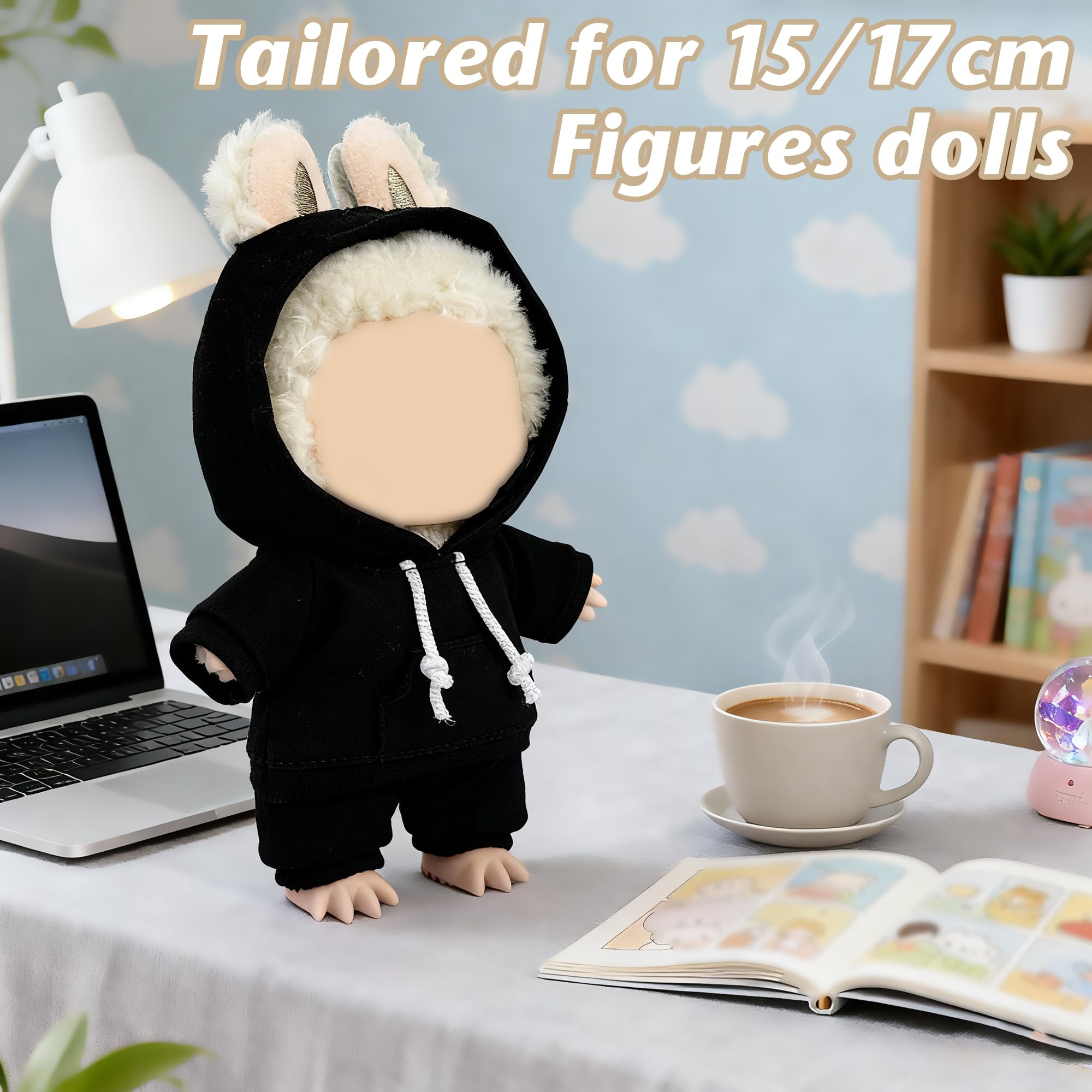 Ahdesana 17cm doll hoodie set side view highlights durable stitching for frequent outfit changes